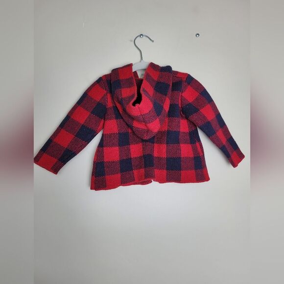 OshKosh B'Gosh Wool Blend Plaid Jacket Toggle Red Blue Size 18 Months Unisex - Picture 4 of 6